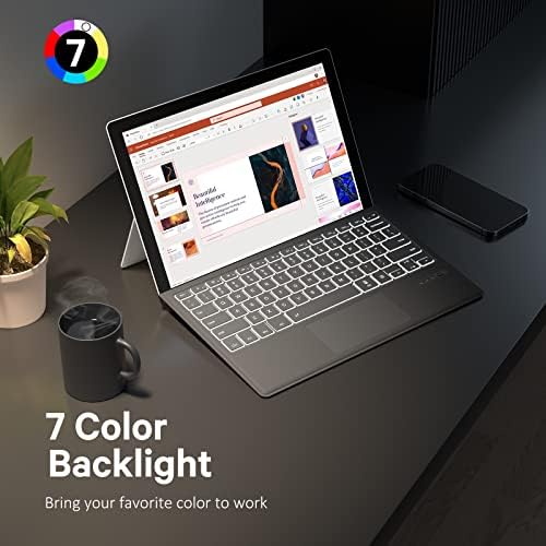 GreenLaw Surface Pro 7 Klavye, 7 Renkli Arka ışık, Çok Hareketli Dokunmatik Yüzey, Bluetooth 5.1 Kablosuz, Yüzey Pro