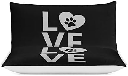 Köpek Yavru Pet Paw Aşk Kalp Trendy Ultra Yumuşak Rahat Yatak Yatak Örtüsü Seti Fermuar Kapatma ve Köşe Bağları ile