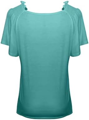 Bayanlar Casual Tee Sonbahar Yaz Fırfır Kısa Kollu Pamuklu V Boyun Düz Bluz Tshirt Genç Kızlar için P1 P1