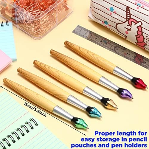 20 Adet Boya Fırçası Kalem Bambu Fırça Şekli Tükenmez Kalem Yenilik Geri Çekilebilir Boya Fırçası Mürekkep Kalemler
