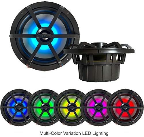 Enrock Deniz Ölçer Tarzı Bluetooth Alıcı Paketi ile 4x6. 5 Su Geçirmez 2-Way Renkli LED Hoparlörler ile Krom / Kömür